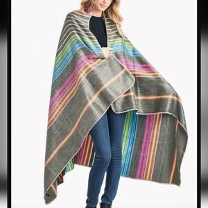 Striped Gray Multicolor Cozy Throw Blanket - Unbranded